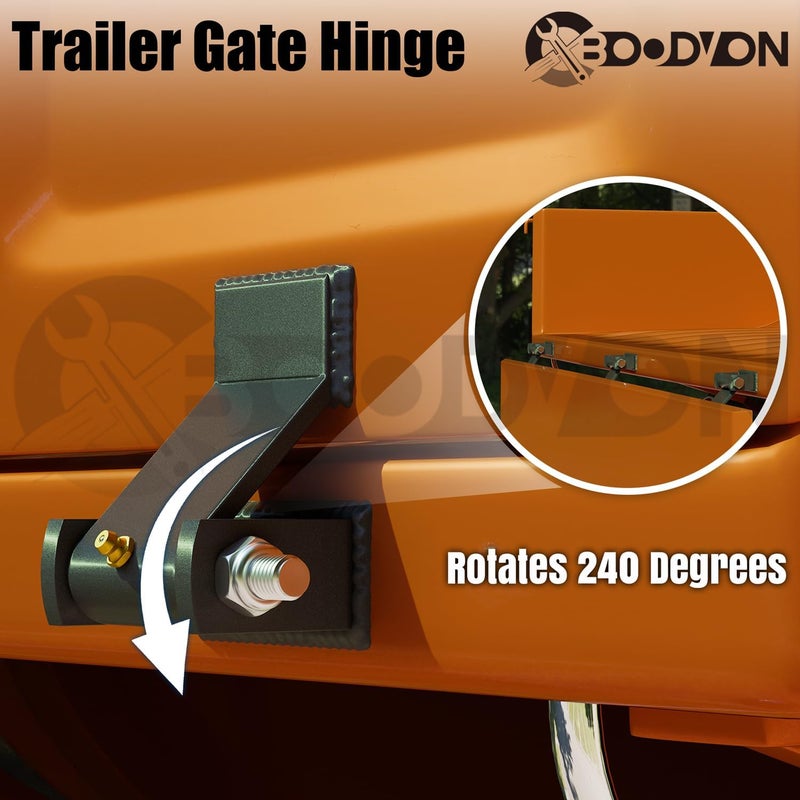 BOODVON Weld on Trailer Hinges with Grease Fitting, Short Leaf Design Heavy Duty Dump Trailer Hinges, Raw Surface Finish Truck Trailer Door Hinge, 2 Pack - Image 4